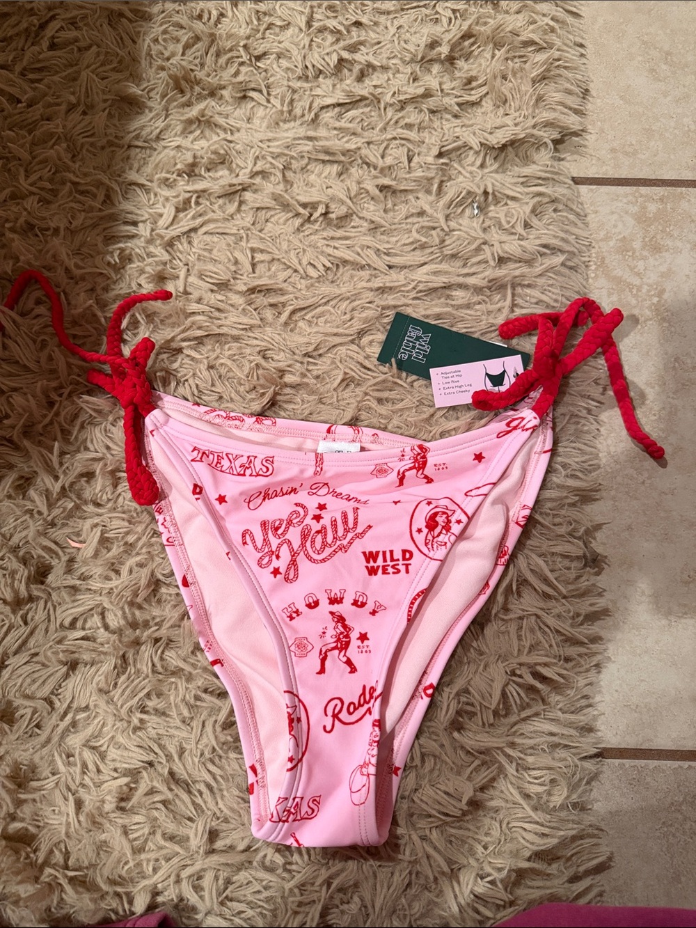 Wild Fable Pink and Red Cowgirl Bikini Bottoms size M NWT